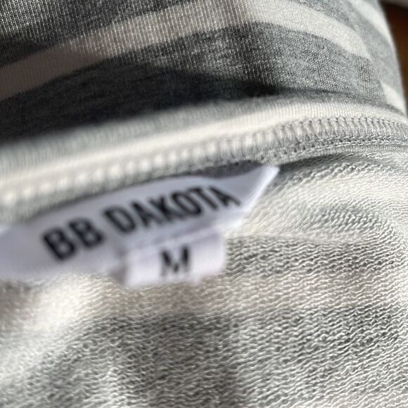 BB Dakota Adeline heather gray/white stripe stretch t shirt style shift midi. M. - Picture 8 of 8